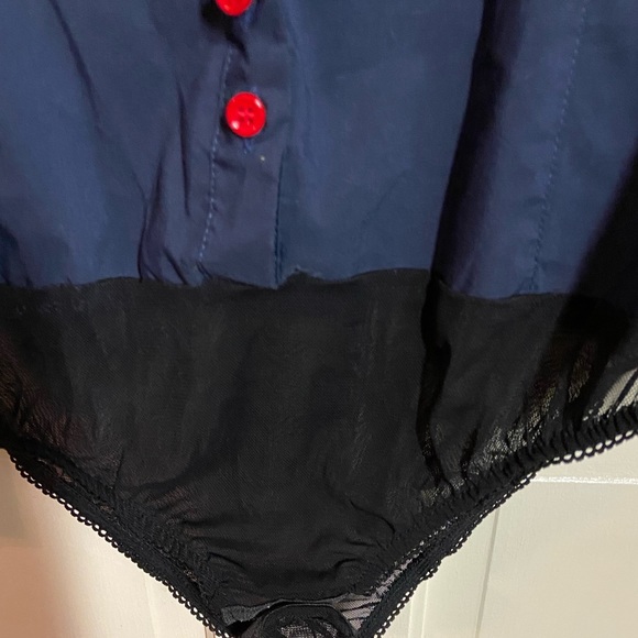 Unique KOJA Dressy Button Down Navy Blouse~Suit XL (See Size Chart) - Picture 8 of 12